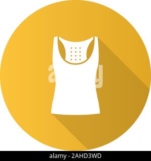 Débardeur Sport modèle plat, ombre portée de l'icône de glyphe. T-shirt sans manches. Silhouette Vector illustration Illustration de Vecteur