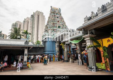 Sri Srinivasa Perumal Temple, Temple Hindou, cour, district de Little India, à Singapour Banque D'Images