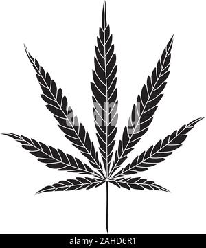 Dessin vectoriel simple feuille de chanvre isolé sur fond blanc. CBD, logo Cannabis Illustration de Vecteur