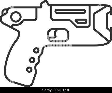 Icône linéaire Taser. Pistolet incapacitant. Fine ligne illustration. Électrochoc arme. Fine ligne illustration. Symbole de contour. Vector isolated contours dr Illustration de Vecteur