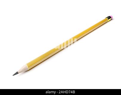 Crayon avec caoutchouc avec ombre isolé sur fond blanc. Le rendu 3D Banque D'Images