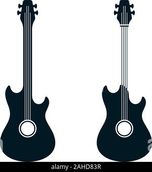 Guitare acoustique télévision symboles. Icône d'instruments de musique. Illustration de Vecteur