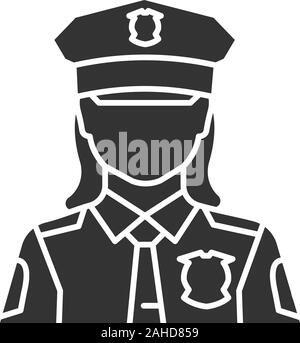 Icône glyphe de la police. Agent de police. Cop. Symbole de Silhouette. L'espace négatif. Vector illustration isolé Illustration de Vecteur