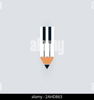 Symboles du clavier du piano avec un crayon. Musique abstraite et de l'éducation conception de logo. Illustration de Vecteur