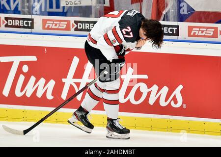 Ostrava, République tchèque. 28 Dec, 2019. Barrett Hayton du Canada au cours de la 2020 Championnat mondial junior des Championnats de Hockey sur glace match du groupe B entre la Russie et le Canada, à Ostrava, en République tchèque, le 28 décembre 2019. Photo : CTK Jaroslav Ozana/Photo/Alamy Live News Banque D'Images