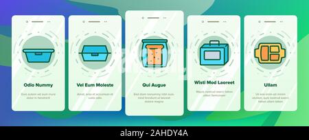 Lunch Box Set vector icônes de référencement Illustration de Vecteur