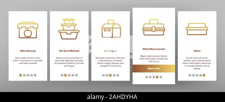 Lunch Box Set vector icônes de référencement Illustration de Vecteur