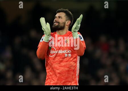 WATFORD, England - 28 décembre Watford's gardien Ben Foster au cours de la Premier League match entre Watford et Aston Villa à Vicarage Road, Watford le samedi 28 décembre 2019. (Crédit : Leila Coker | MI News) photographie peut uniquement être utilisé pour les journaux et/ou magazines fins éditoriales, licence requise pour l'usage commercial Crédit : MI News & Sport /Alamy Live News Banque D'Images