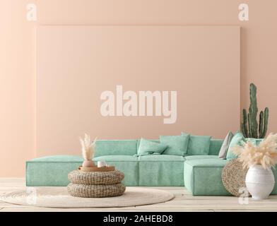 Arrière-plan de l'intérieur ultra moderne, style mexicain, rendu 3D Banque D'Images