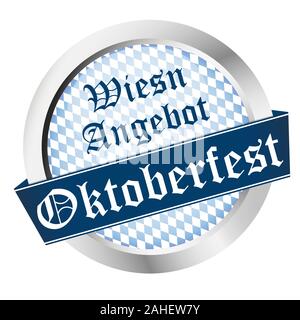 Fichier vectoriel EPS 10 avec un bouton pour l'allemand à Munich Oktoberfest Wiesn avec offre (en allemand) Illustration de Vecteur