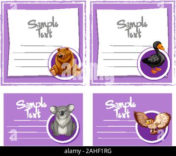 Modèles de cartes avec illustration animaux Illustration de Vecteur