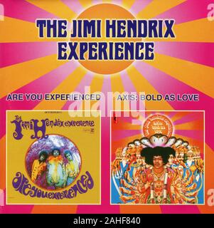 CD : Jimi Hendrix Experience 'ARE YOU EXPERIENCED' et 'AXIS : BOLD COMME LOVE', sorti sur la voie judiciaire. Banque D'Images