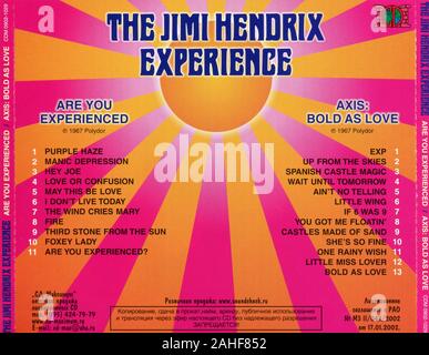 CD : Jimi Hendrix Experience 'ARE YOU EXPERIENCED' et 'AXIS : BOLD COMME LOVE', sorti sur la voie judiciaire. Banque D'Images