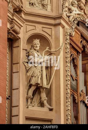 Basilique de San Petronio, l'intérieur, la Piazza Maggiore, Bologne, Emilie-Romagne, Italie Banque D'Images