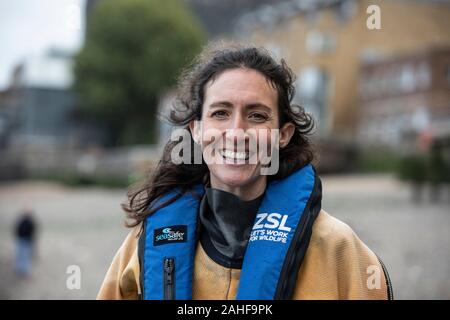 Thames Water Fish Survey réalisée par la Société zoologique de Londres (ZSL) dans l'estuaire de la Tamise près de Greenwich, au sud-est de Londres, Royaume-Uni Banque D'Images