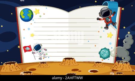 Modèle des frontières avec l'astronaute dans l'espace historique illustration Illustration de Vecteur