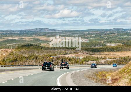 L'autoroute transcanadienne à Terre-Neuve sur la côte est du Canada. Il se déplace 4 860 milles à travers toutes les provinces de la côte ouest. Banque D'Images