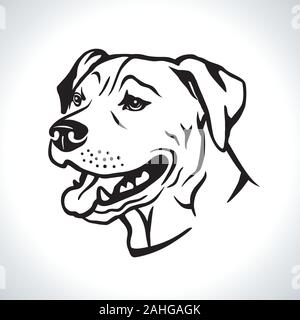 Vector illustration Portrait of American Pit Bull Terrier chien avec les oreilles naturelles Illustration de Vecteur