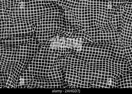 Papier froissé avec des carrés noirs sur fond blanc. Mode textile, Swatch, texture seamless pattern concepts Banque D'Images