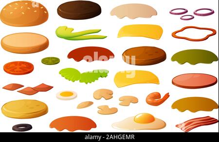 Vector illustration de divers hamburgers isolé sur fond blanc Illustration de Vecteur