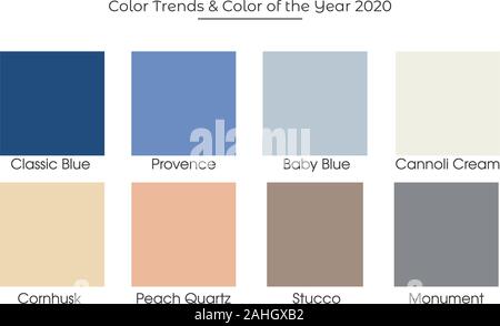 Couleur de l'année 2020, Classic Bleu, palette de couleurs tendance, des échantillons d'illustration vectorielle Stock isolé sur fond blanc. Illustration de Vecteur