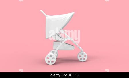 Le rendu 3D d'une poussette de bébé push cart isolé dans l'arrière-plan studio Banque D'Images