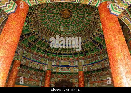 L'intérieur peint, la voûte céleste impériale, Le Temple du Ciel, Beijing, Chine Banque D'Images