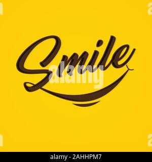 Typographie sourire vecteur sur l'arrière-plan jaune. Lettre de l'élément sourire vector design. Illustration vecteur EPS EPS.8.10 Illustration de Vecteur