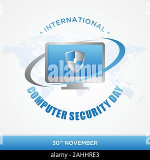 Jour de sécurité informatique lettre lent dans un style moderne sur fond blanc. Pour chaque jour de calendrier le 30 novembre. Illustration vecteur EPS EPS.8.10 Illustration de Vecteur