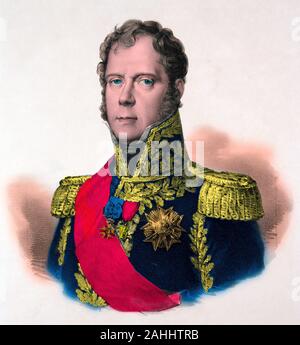 Gravure - Portrait de Maréchal Michel Ney - 1825 , prince de Moscova , duc d'Elchingen Banque D'Images