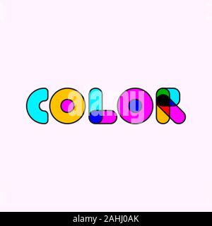 Mot de couleur, couleur, lettrage cool vector graphic design Illustration de Vecteur