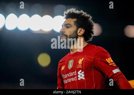 29 décembre 2019, Anfield, Liverpool, Angleterre, Premier League, Liverpool v Wolverhampton Wanderers : Mohamed Salah (11) de Liverpool au cours de la partie Crédit : Mark Cosgrove/News Images Banque D'Images