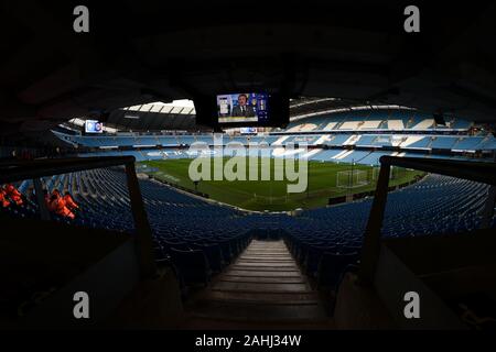 29 décembre 2019, Etihad Stadium, Manchester, Angleterre, Premier League, Manchester City v Sheffield United:une vue générale du stade Etihad, lieu de jeu d'aujourd'hui. Crédit : Richard Long/News Images Banque D'Images