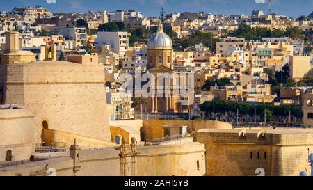 Dans la baie du Grand Port de La Valette, Tricity Birgu et Senglea sur l'île de Malte Banque D'Images