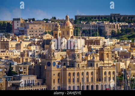 Dans la baie du Grand Port de La Valette, Tricity Birgu et Senglea sur l'île de Malte Banque D'Images