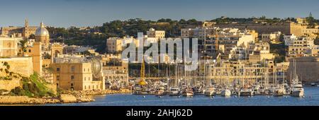 Dans la baie du Grand Port de La Valette, Tricity Birgu et Senglea sur l'île de Malte Banque D'Images