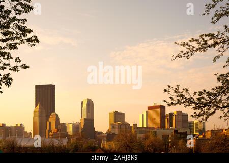 Vue de la ville centre à partir de l'Allegheny communes Park, Pittsburgh, Pennsylvanie, USA Banque D'Images
