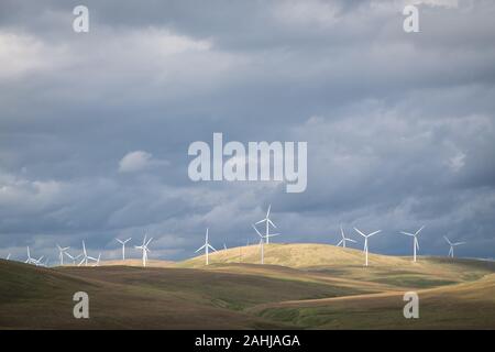 Ferme éolienne dans les montagnes écossaises des Sothern Banque D'Images