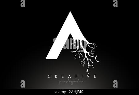 Lettre d'un Logo Design créatif avec Branche d'arbre. Une lettre d'illustration vectorielle Logo Icône Arbre. Illustration de Vecteur