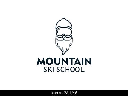 Logo de l'école de ski de montagne Illustration de Vecteur