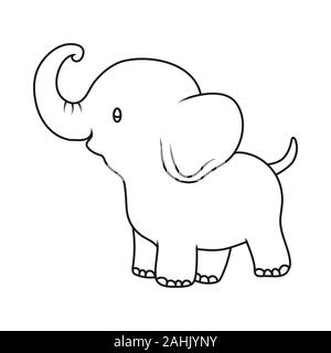 Plan d'un vide pour enfants cute cartoon bébé éléphant .. Contour isolé pour des livres de coloriage. Contour vectoriel illustration pour la coloration. Doodle styl Illustration de Vecteur