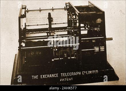 Telegraphy & Ticker-tape de la machine c1940s - Le système breveté de télégraphe change machine qui l'amélioration de la boîte de tickertape par remplacement des rouleaux de bande avec une feuille de papier. Banque D'Images