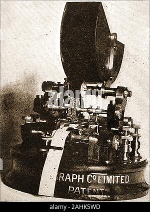 Telegraphy & Ticker-tape Machine - UN Ralph Co. Ltd (vers 1940) le télégraphe de serpentins stock machines utilisées dans les bureaux de change. Banque D'Images