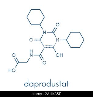 Daprodustat molécule pharmaceutique (HIF prolyl-hydroxylase). Formule topologique. Illustration de Vecteur