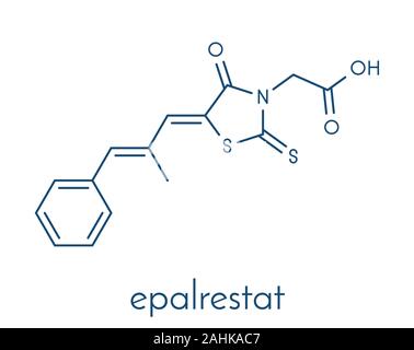 La neuropathie diabétique Epalrestat molécule pharmaceutique (inhibiteur de l'aldose réductase). Formule topologique. Illustration de Vecteur