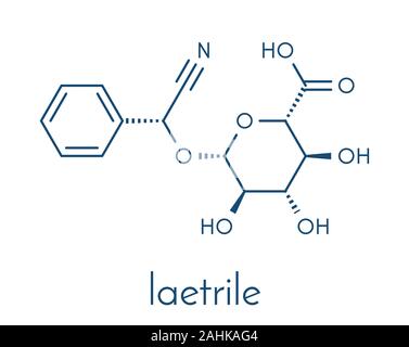 Laetrile molécule. Dérivé de l'amygdaline. Utilisé en charlatan le traitement du cancer. Formule topologique. Illustration de Vecteur