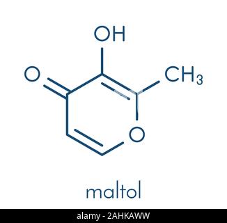 Le maltol molécule additif alimentaire (E636). Formule topologique. Illustration de Vecteur