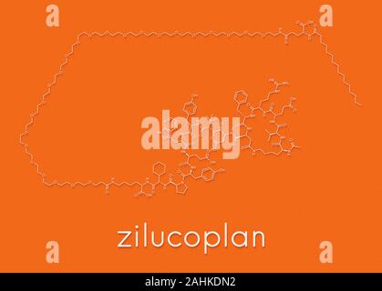 Zilucoplan myasthénie molécule pharmaceutique. Formule topologique. Banque D'Images