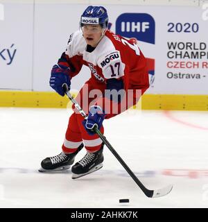 Matej Blumel (CZE) en action au cours de la 2020 Championnat mondial junior des Championnats de Hockey sur glace match du groupe B entre les USA et la République tchèque à Ostrava, République Tchèque Banque D'Images