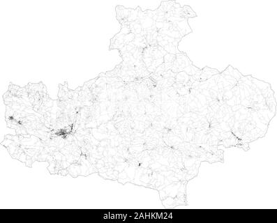 Carte Satellite de la Province d'Avellino villes et routes, bâtiments et routes des environs. Région de Campanie, en Italie. Routes carte Illustration de Vecteur